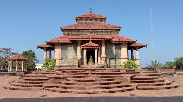 Beautiful huge front view of Jayvinayak Temple by JSW in stunning Grand architecture, peaceful surroundings, intricate details, and divine presence create a majestic and serene scene.