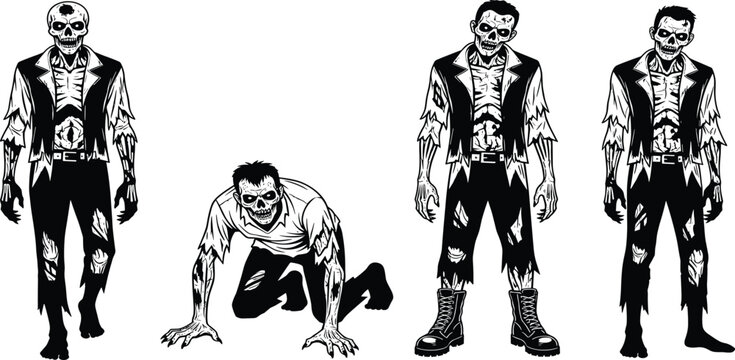 A hand-drawn vector illustration featuring a group of young people and silhouettes of child characters like a boy and woman in a comic book drawing style