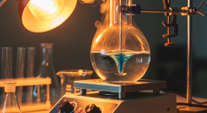 Chemistry Experiment: Liquid Mixing on Hot Plate