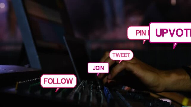 Operator's hands tweaking faders while FOLLOW bubble appearing, stacking, showing engagement surge