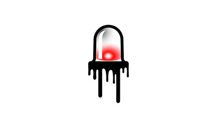 Fototapeta premium A surreal illustration of a melting red LED light bulb.