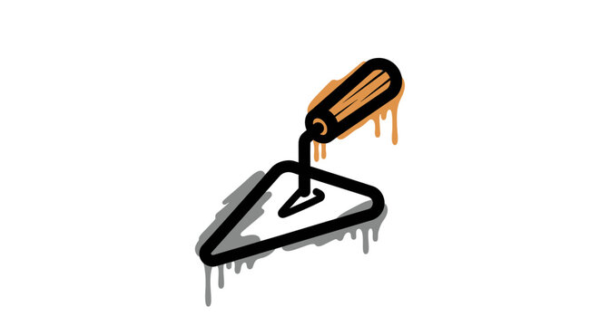 Graphic illustration of a bricklayer trowel tool with dripping paint effect.