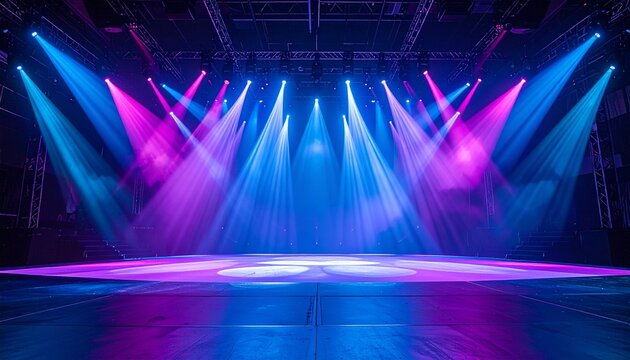 Vibrant Stage Performance with Colorful Lights on a Dark Background
