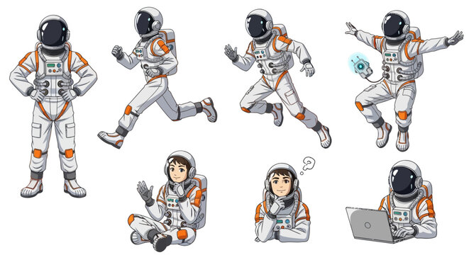 Astronauts in Various Poses and Activities.