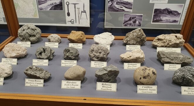 Geological Rock Samples Displayed for Education
