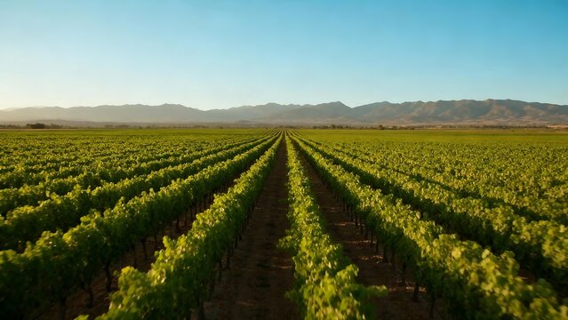 Rows of grapevines in a vineyard