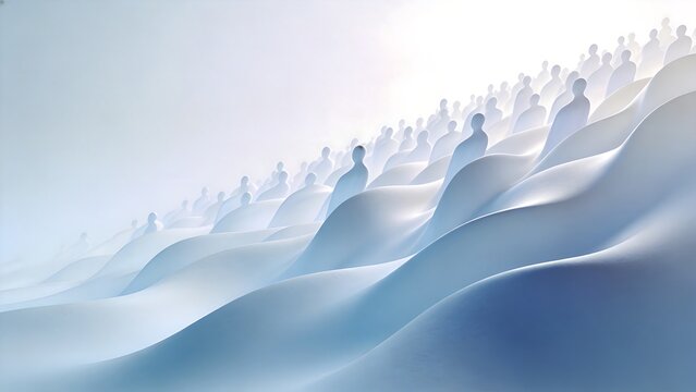 Abstract figures on undulating forms