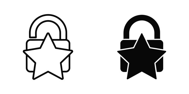 Contrast between unlocked and locked padlock icons with star shapes integrated