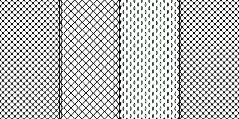 Close up of varied black netting patterns against a white background © Bipul
