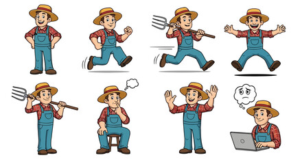 Collection of Farmer Character Poses and Actions. © zulie