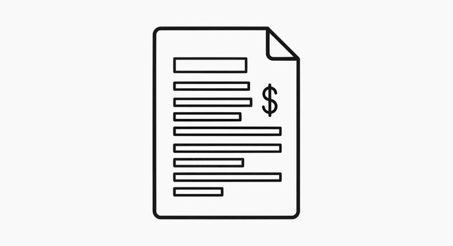 An illustration shows a document with dollar sign on a flat surface.
