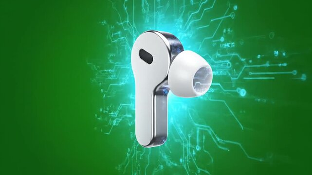 Wireless earbuds with glowing circuits technology.