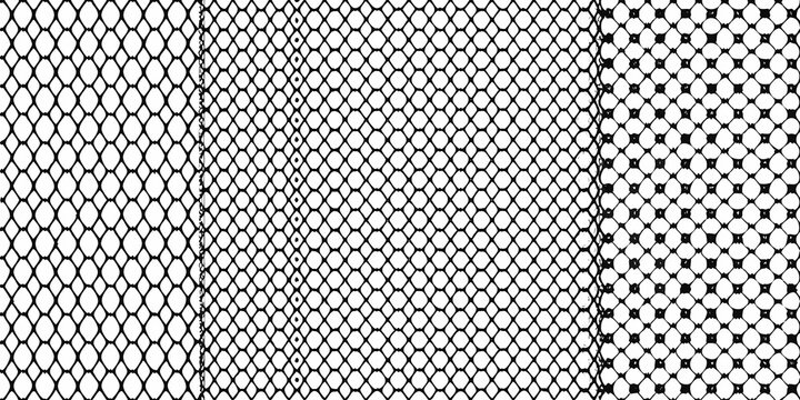 Close up of patterned black netting with varying diamond shaped holes