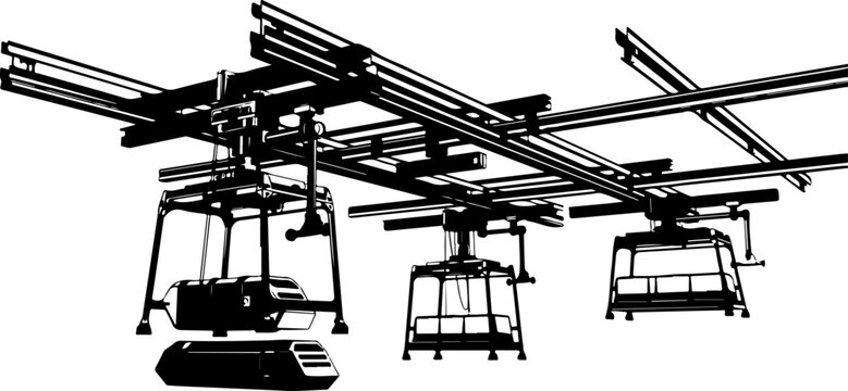 Industrial overhead crane, steel gantry system, heavy duty lifting equipment, factory machinery