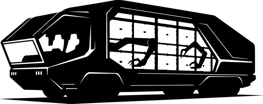 Futuristic Space Shuttle, Spacecraft, Black Vector Illustration, Space Travel