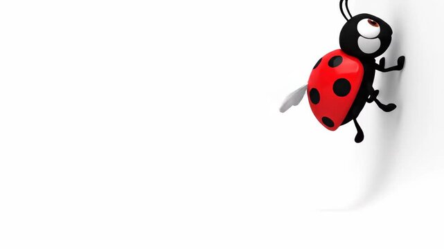 Adorable 3D Animated Ladybug walking on a clean white background perfect for children's educational content and nature-themed animations.
