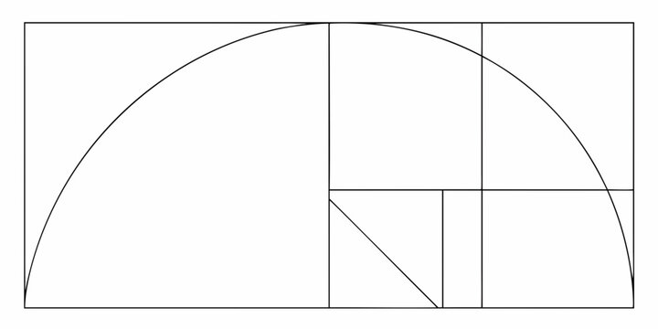 Geometric illustration displaying an arc and intersecting rectangular divisions