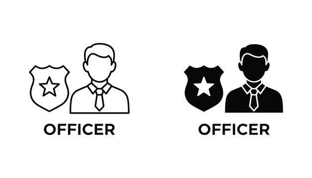 Security officer badge and person icon for law enforcement and professional security services