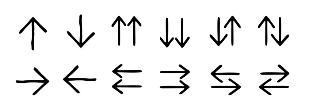 Hand Drawn Arrows double up down side arrows exchange switch direction vector doodle
