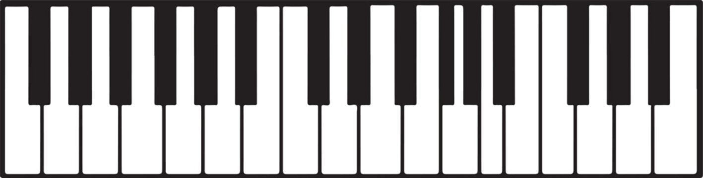 Piano keys silhouette vector for musical design isolated on white background.