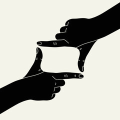 Hands Making Frame Gesture Photography Composition Concept Silhouette Vector Illustration © abdurradhid