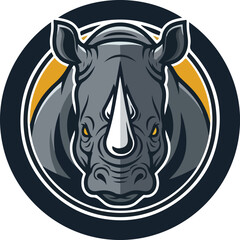 Aggressive rhino head mascot design for sports team emblem. © Siti