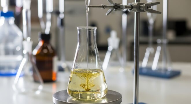 Liquid titration experiment in a laboratory setting