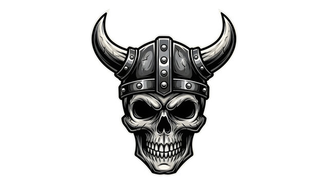 Viking Skull Logo with Warrior Helmet and Bold Design