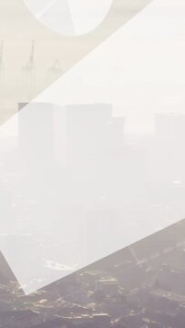 Vertical video: Skyline receiving left-entering polygon, revealing tech overlay showing port data