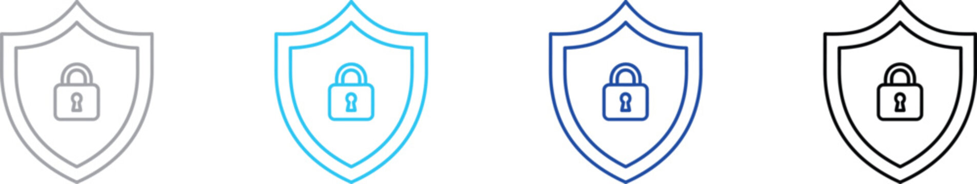 Security shield icons with padlock and lockhole graphic elements security protection illustration protected information guarantee
