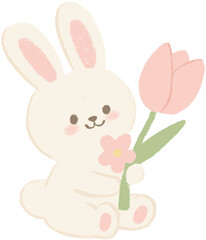 easter bunny with flower © Ink.studio
