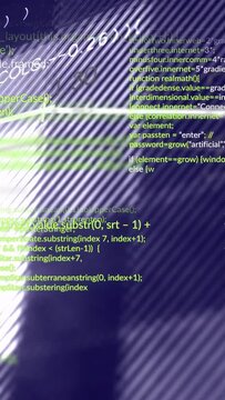 Playhead moving, code scrolling center, flares sweeping, white line tracing structure for tech demo