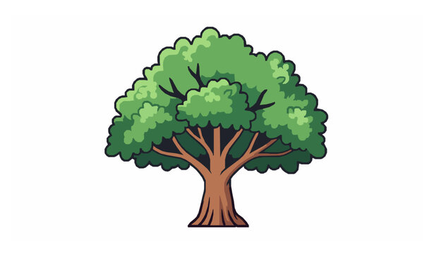 Oak tree cartoon vector nature plant clipart eps