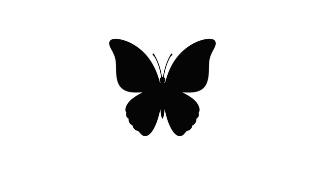 Black Butterfly Silhouette Flying Freely Isolated.