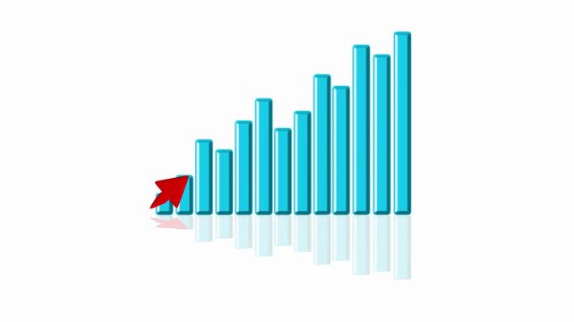 Professional bar graph for corporate success. Bar graph for financial growth. Digital bar graph with reflections for business performance visualization.