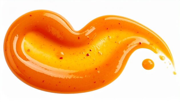 Glossy orange liquid drip texture background, abstract fluid flow, viscous honey or sauce splash, macro closeup of golden amber liquid motion