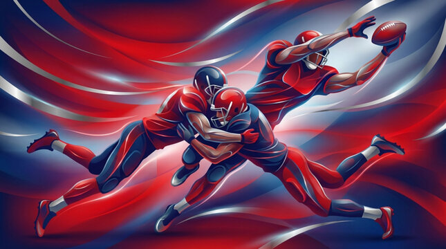 American Football Players in Intense Action During a Game.