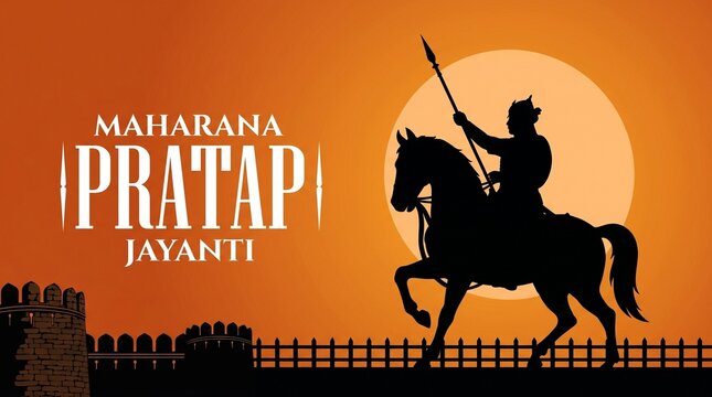 Maharana Pratap Jayanti Silhouette Illustration
