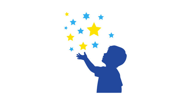 Silhouette of a little boy.