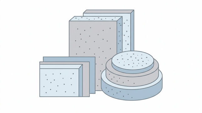 Various shapes and sizes of porous materials.