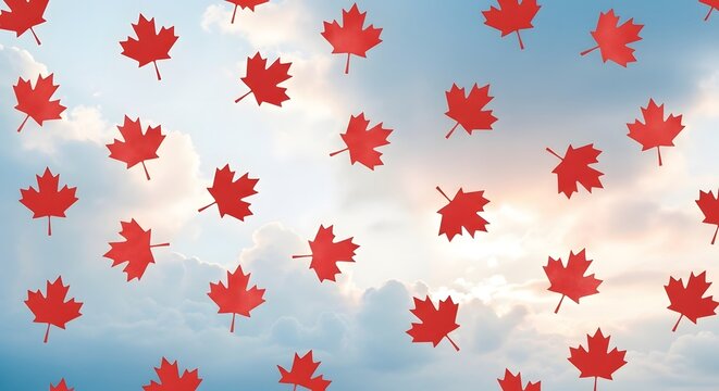 Canada day wallpaper vibrant red maple leaves against a sky background
