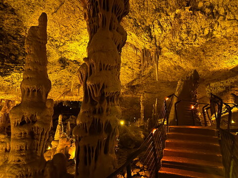 Soreq Stalactites Cave. Sarek National Park in Israel. A karst cave in the Judean Mountains near Beit Shemesh.