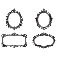 Obraz premium Gothic Vintage Frame Set – Royal Baroque & Rococo Ornate Floral Borders Vector illustration