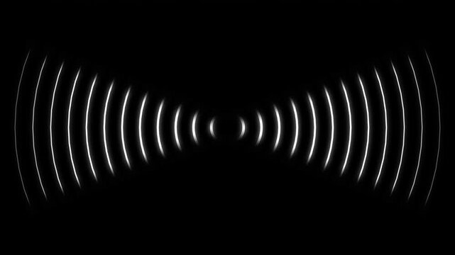 Radio waves black background. network tower produced radio wave concept. Radio Waves in Circle Form, Radio wave signal animated background. Technology radio waves signal icon animation