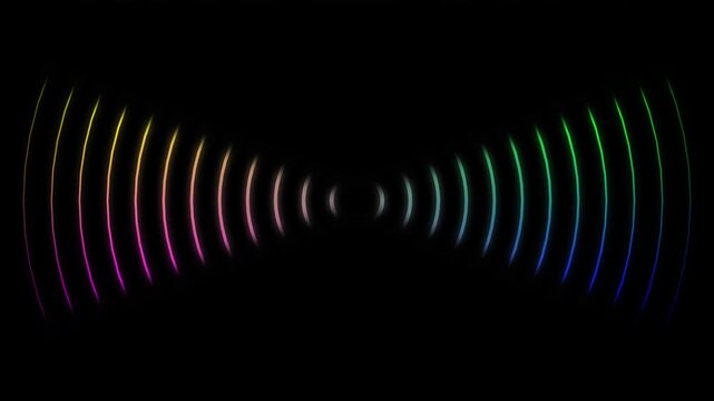Radio waves 4 colour gradient background. network tower produced radio wave concept. Radio Waves in Circle Form, Radio wave signal animated background. Technology radio waves signal icon animation