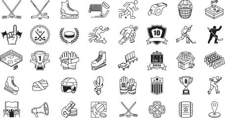 Fototapeta premium Collection of Multi-Sport and Outdoor Adventure Silhouette Icons for Athletic Lifestyle and Extreme Action Design