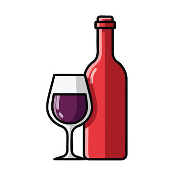 Stylish Wine Bottle and Glass for Celebration or Dining Setting