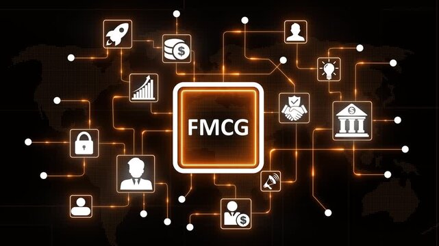 F M C G Business Concept with Global Network and Representing Fast Moving Consumer Goods Industry FMCG