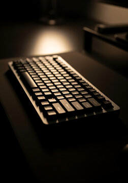 Computer keyboard in the dark.