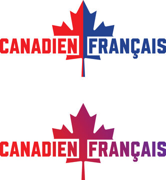 Canadian french branding maple leaf logos with text overlay